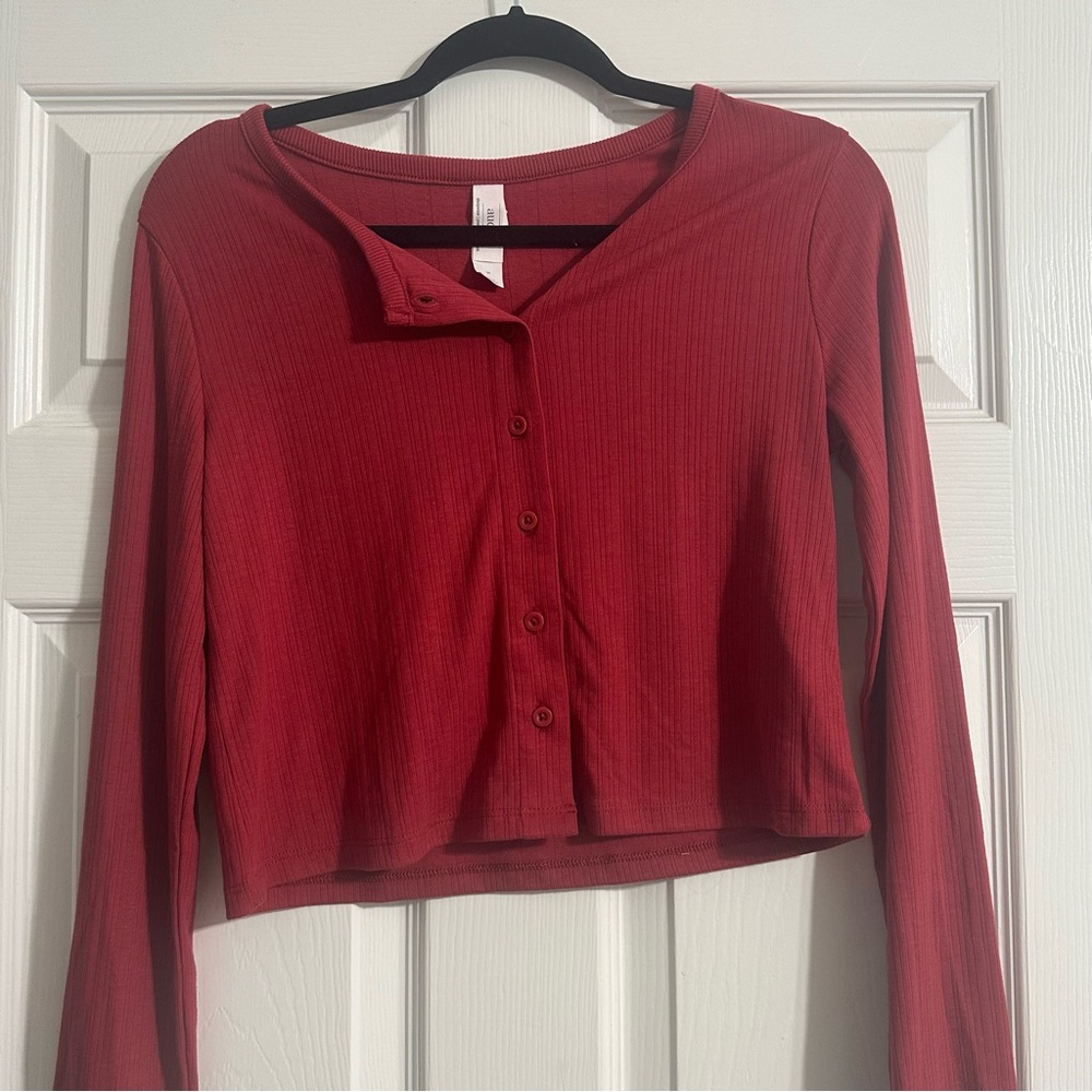 NWT Auden Juniors red button up cardigan size small